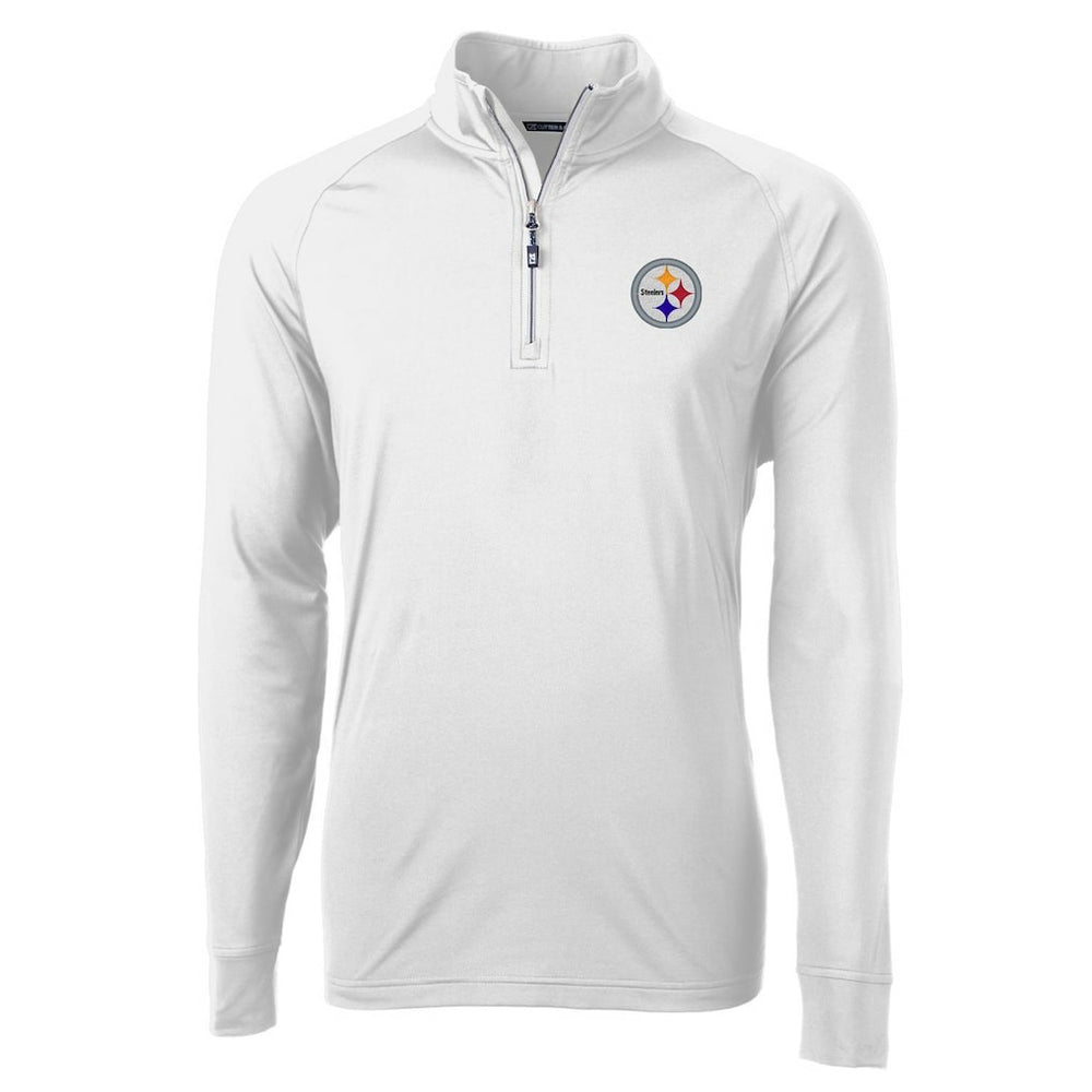 Pittsburgh Steelers Cutter & Buck Adapt Eco Knit Quarter-Zip Pullover Jacket White | NFL