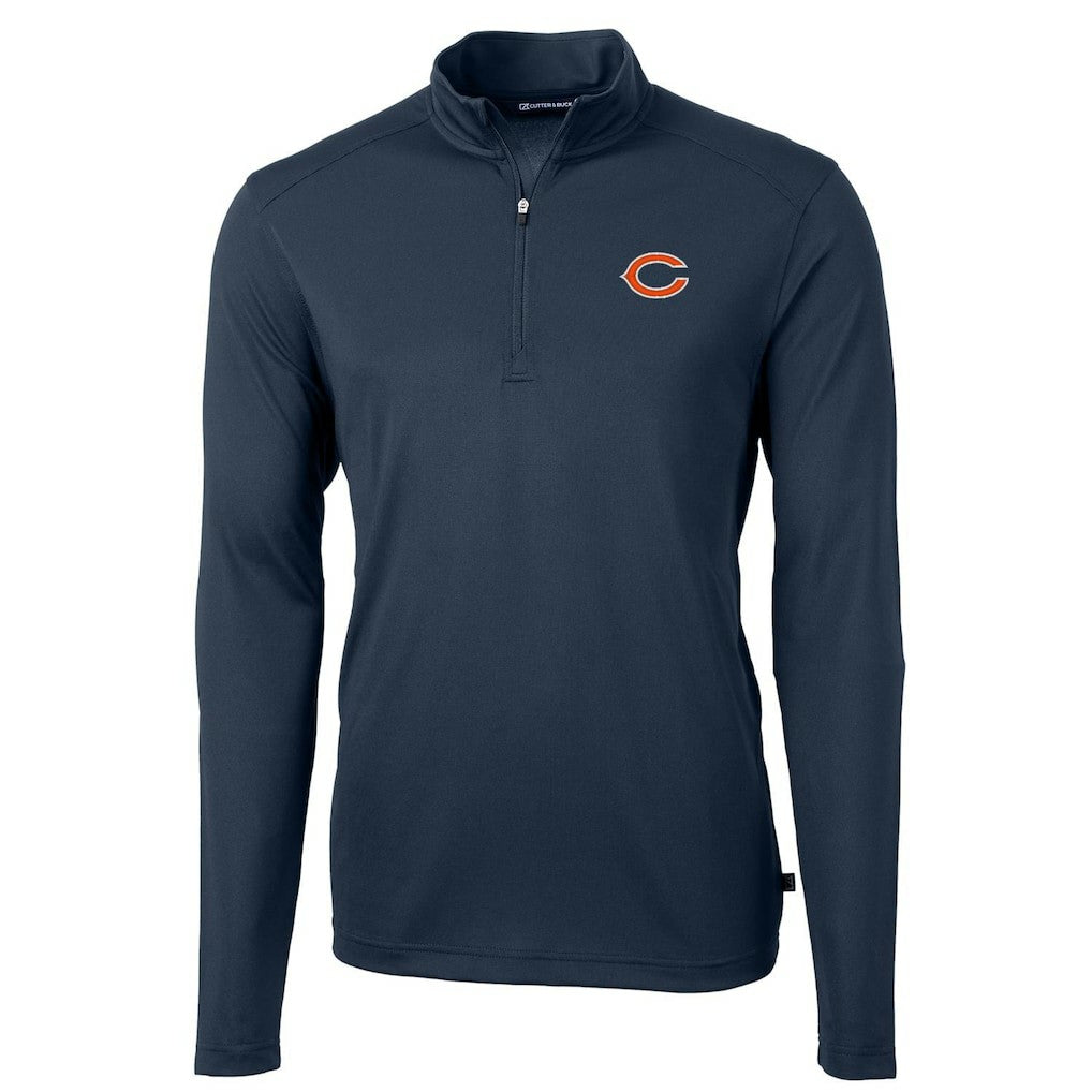 Chicago Bears Cutter & Buck Virtue Eco Pique Recycled Quarter-Zip Pullover Jacket Navy | NFL