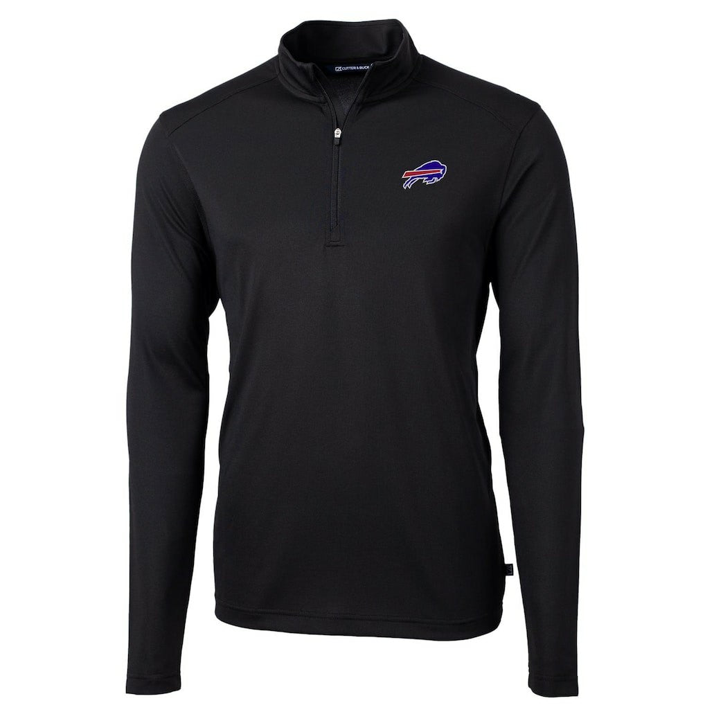 Buffalo Bills Cutter & Buck Virtue Eco Pique Recycled Quarter-Zip Pullover Jacket Black | NFL