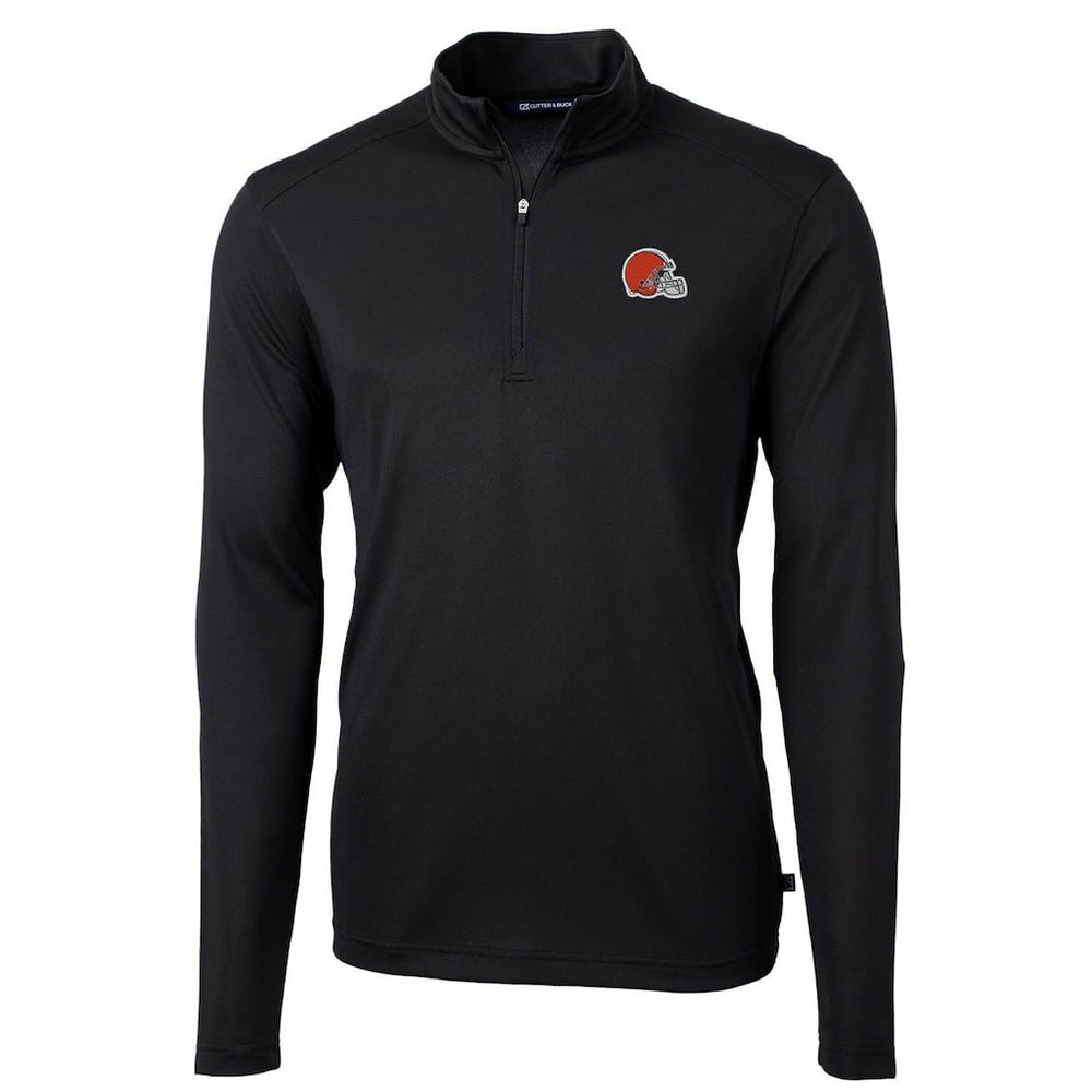 Cleveland Browns Cutter & Buck Virtue Eco Pique Recycled Quarter-Zip Pullover Jacket Black | NFL
