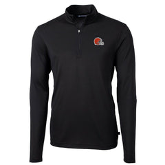 Cleveland Browns Cutter & Buck Virtue Eco Pique Recycled Quarter-Zip Pullover Jacket Black | NFL