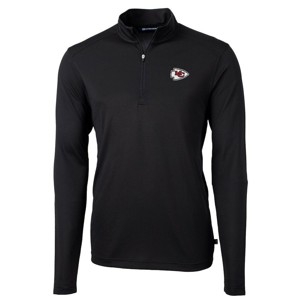 Kansas City Chiefs Cutter & Buck Virtue Eco Pique Recycled Quarter-Zip Pullover Jacket Black | NFL