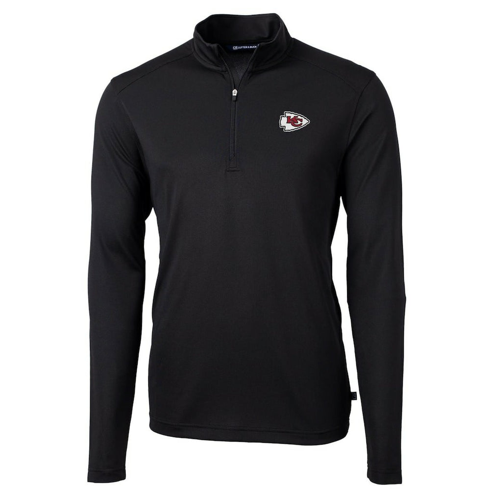 Kansas City Chiefs Cutter & Buck Virtue Eco Pique Recycled Quarter-Zip Pullover Jacket Black | NFL