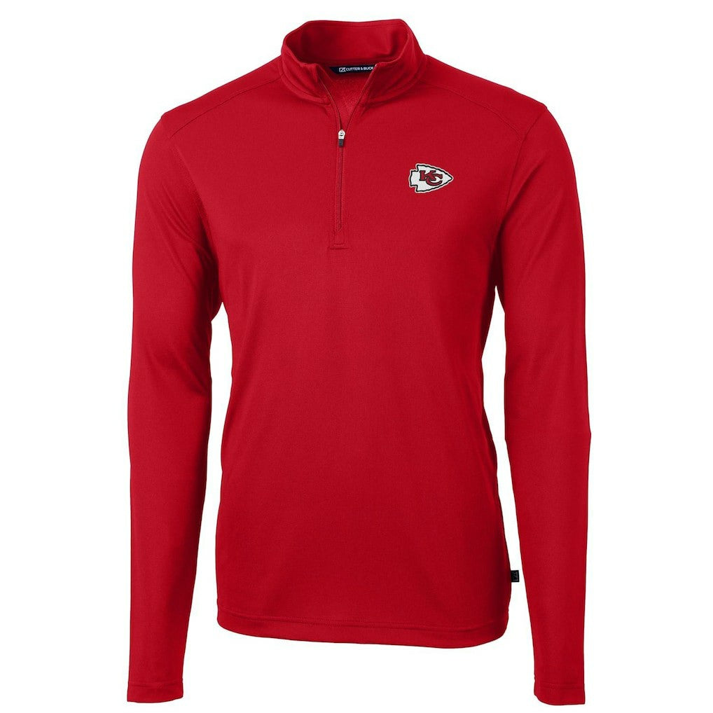 Kansas City Chiefs Cutter & Buck Virtue Eco Pique Recycled Quarter-Zip Pullover Jacket Red | NFL