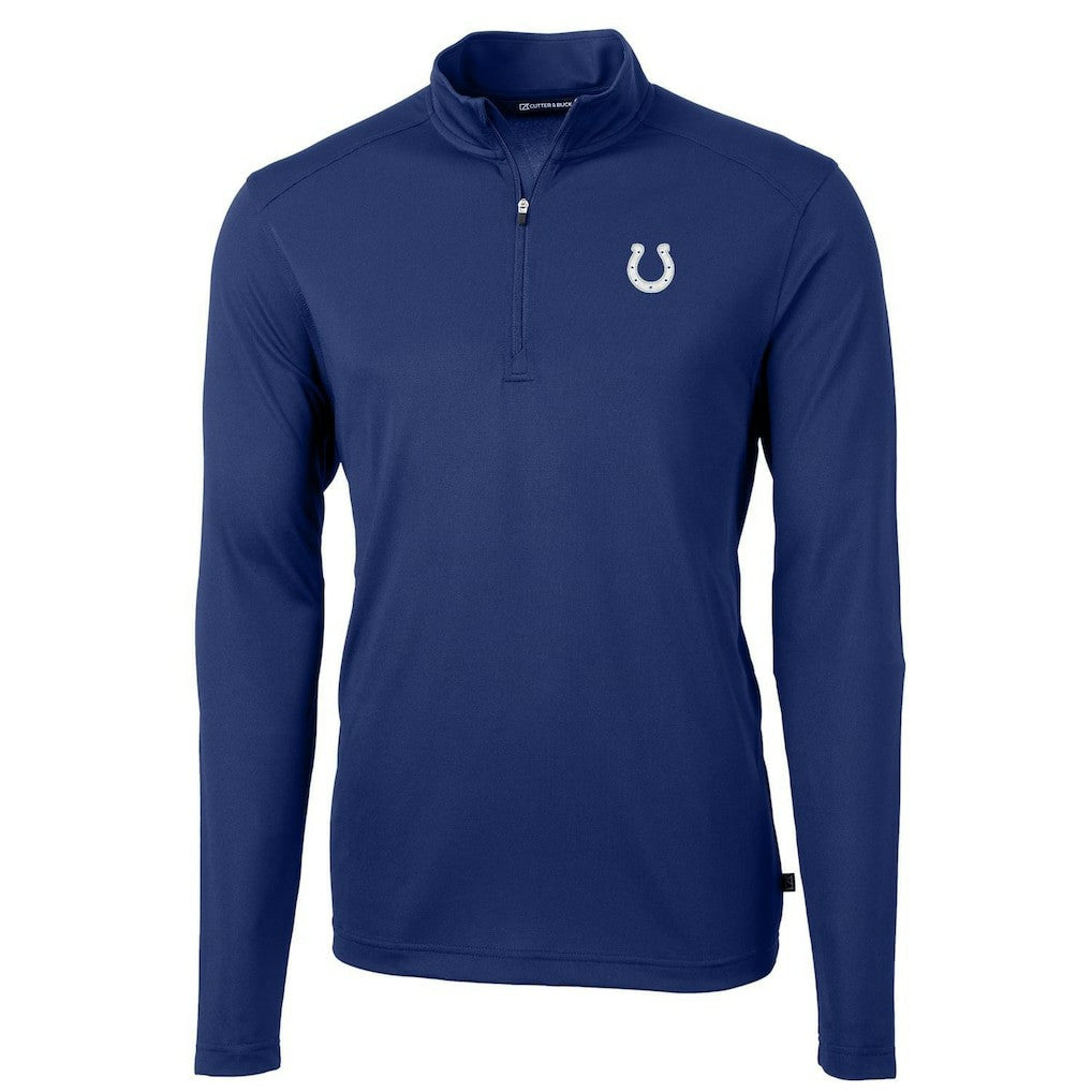 Indianapolis Colts Cutter & Buck Virtue Eco Pique Recycled Quarter-Zip Pullover Jacket Royal | NFL