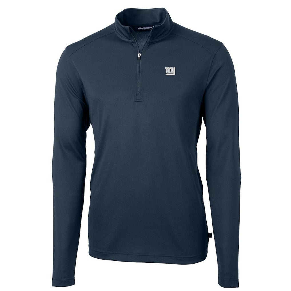 New York Giants Cutter & Buck Virtue Eco Pique Recycled Quarter-Zip Pullover Jacket Navy | NFL