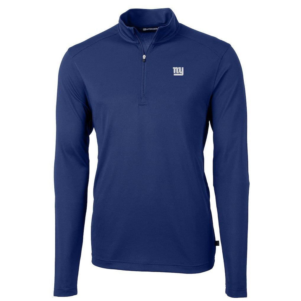 New York Giants Cutter & Buck Virtue Eco Pique Recycled Quarter-Zip Pullover Jacket Royal | NFL