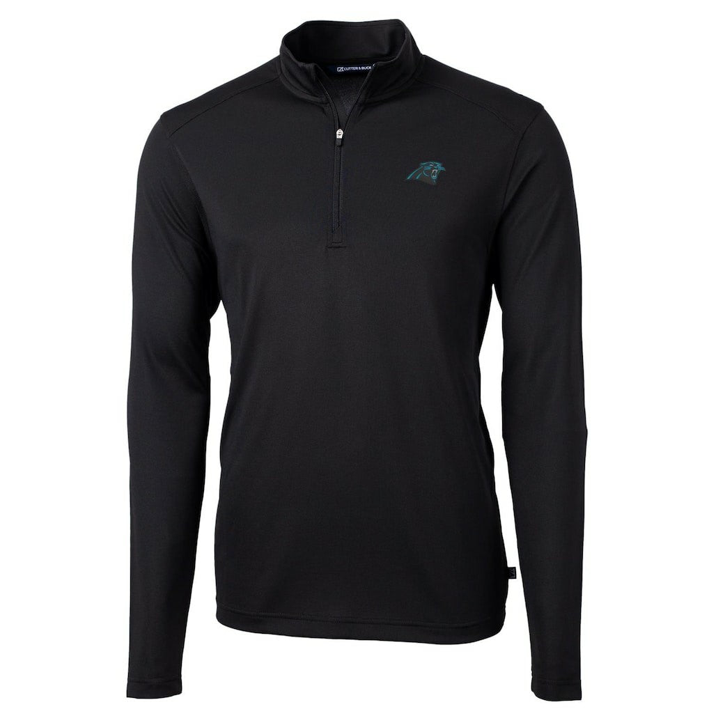 Carolina Panthers Cutter & Buck Virtue Eco Pique Recycled Quarter-Zip Pullover Jacket Black | NFL