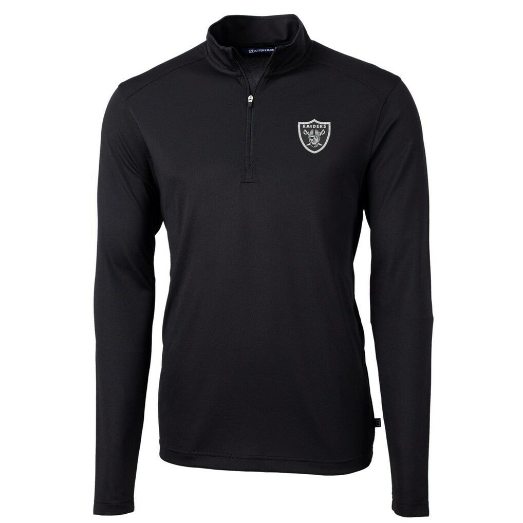 Las Vegas Raiders Cutter & Buck Virtue Eco Pique Recycled Quarter-Zip Pullover Jacket Black | NFL