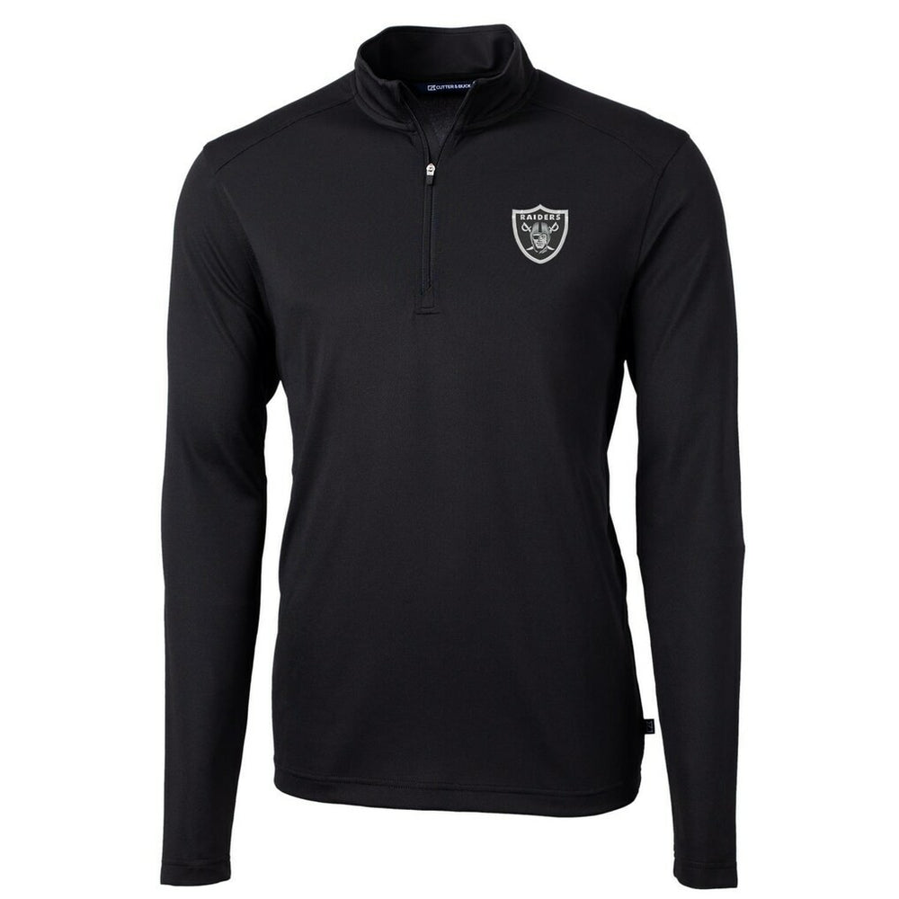 Las Vegas Raiders Cutter & Buck Virtue Eco Pique Recycled Quarter-Zip Pullover Jacket Black | NFL