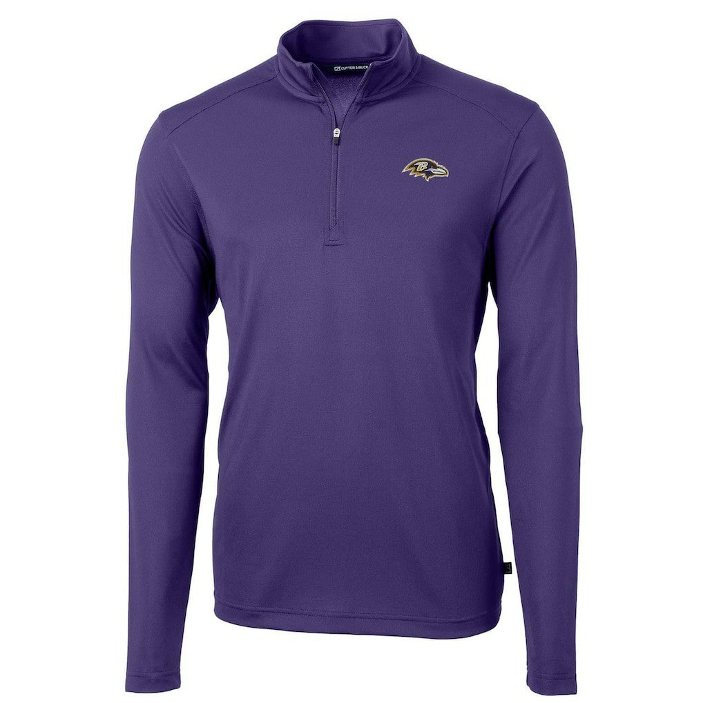 Baltimore Ravens Cutter & Buck Virtue Eco Pique Recycled Quarter-Zip Pullover Jacket Purple | NFL
