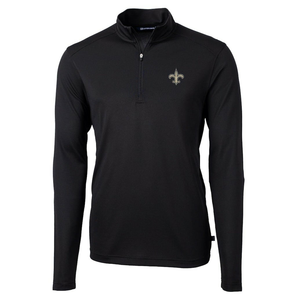 New Orleans Saints Cutter & Buck Virtue Eco Pique Recycled Quarter-Zip Pullover Jacket Black | NFL