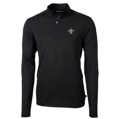 New Orleans Saints Cutter & Buck Virtue Eco Pique Recycled Quarter-Zip Pullover Jacket Black | NFL