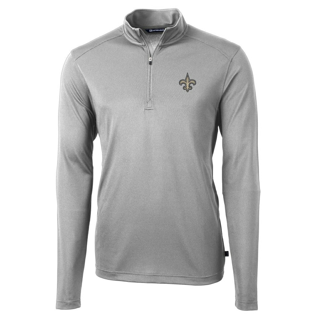 New Orleans Saints Cutter & Buck Virtue Eco Pique Recycled Quarter-Zip Pullover Jacket Gray | NFL