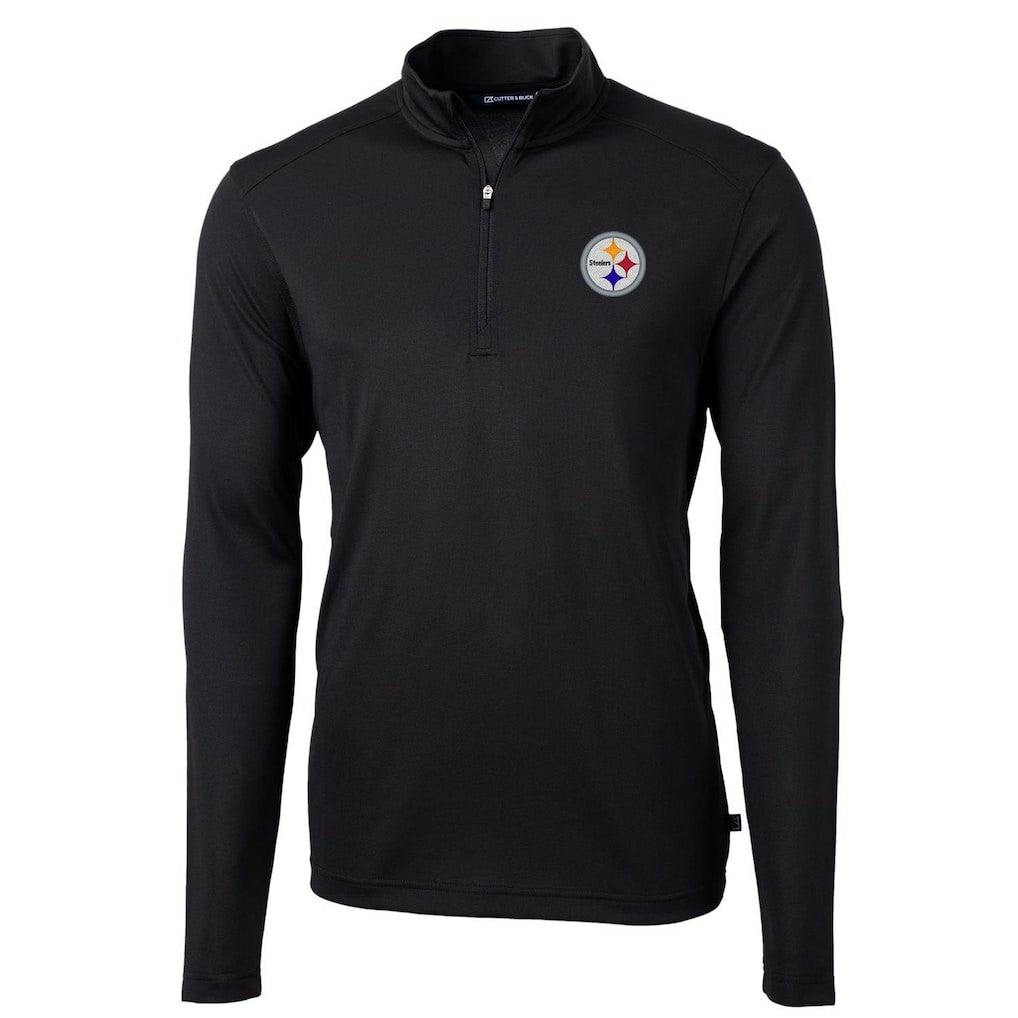 Pittsburgh Steelers Cutter & Buck Virtue Eco Pique Recycled Quarter-Zip Pullover Jacket Black | NFL