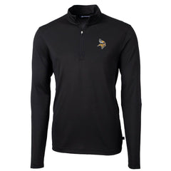 Minnesota Vikings Cutter & Buck Virtue Eco Pique Recycled Quarter-Zip Pullover Jacket Black | NFL