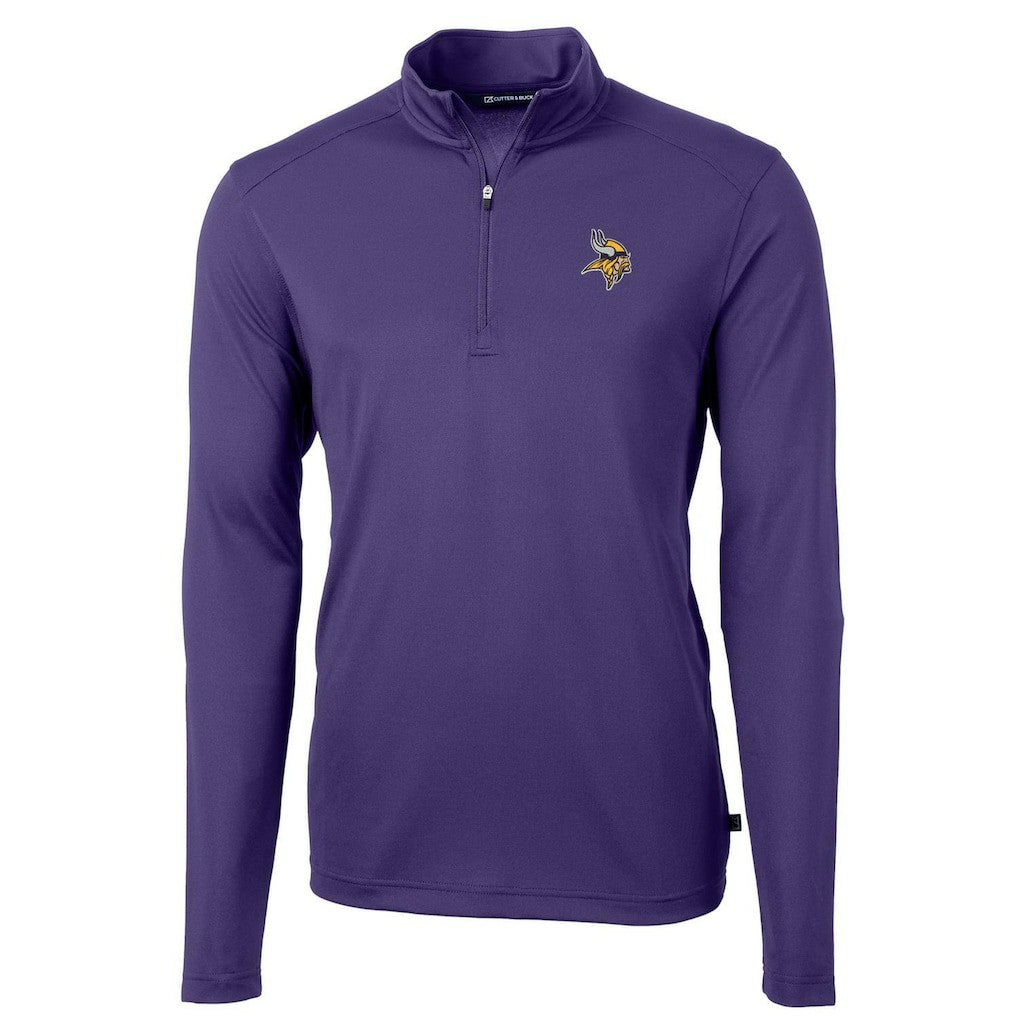 Minnesota Vikings Cutter & Buck Virtue Eco Pique Recycled Quarter-Zip Pullover Jacket Purple | NFL