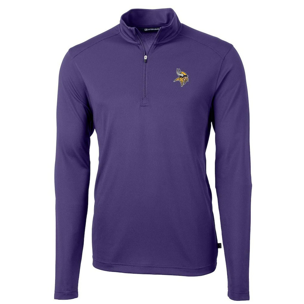 Minnesota Vikings Cutter & Buck Virtue Eco Pique Recycled Quarter-Zip Pullover Jacket Purple | NFL