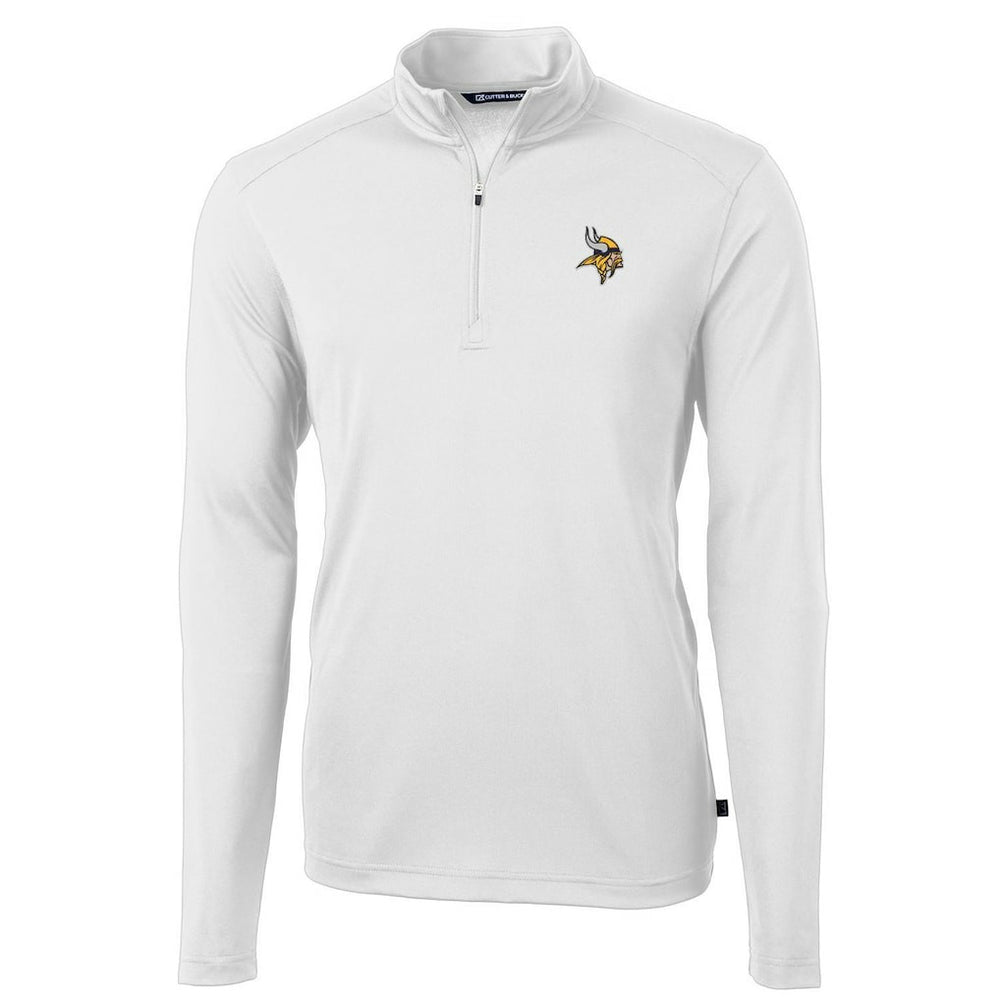 Minnesota Vikings Cutter & Buck Virtue Eco Pique Recycled Quarter-Zip Pullover Jacket White | NFL