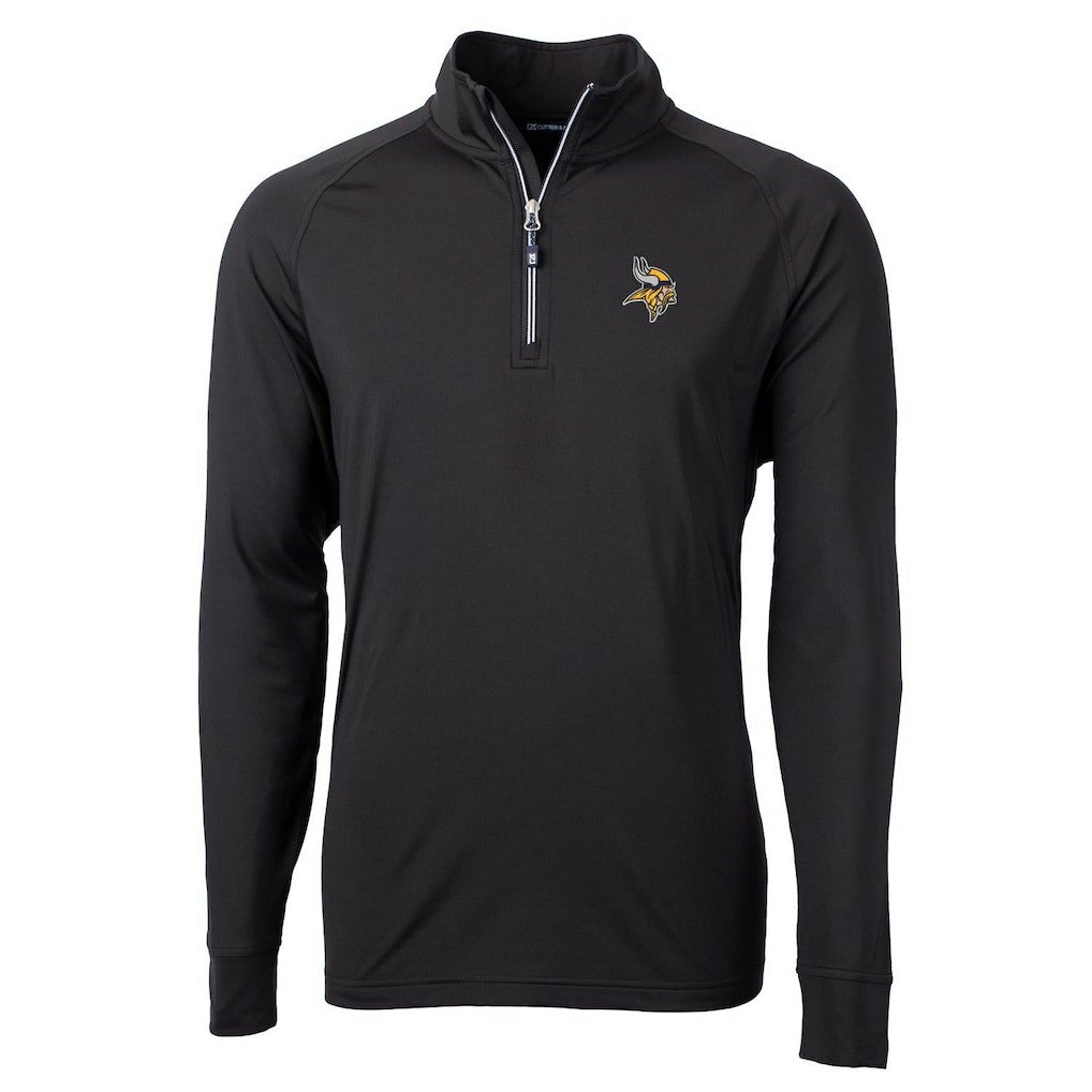 Minnesota Vikings Cutter & Buck Big & Tall Adapt Eco Knit Quarter-Zip Pullover Jacket Black | NFL