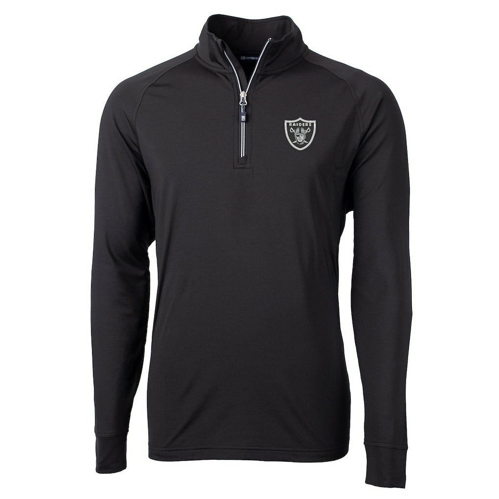 Las Vegas Raiders Cutter & Buck Big & Tall Adapt Eco Knit Quarter-Zip Pullover Jacket Black | NFL