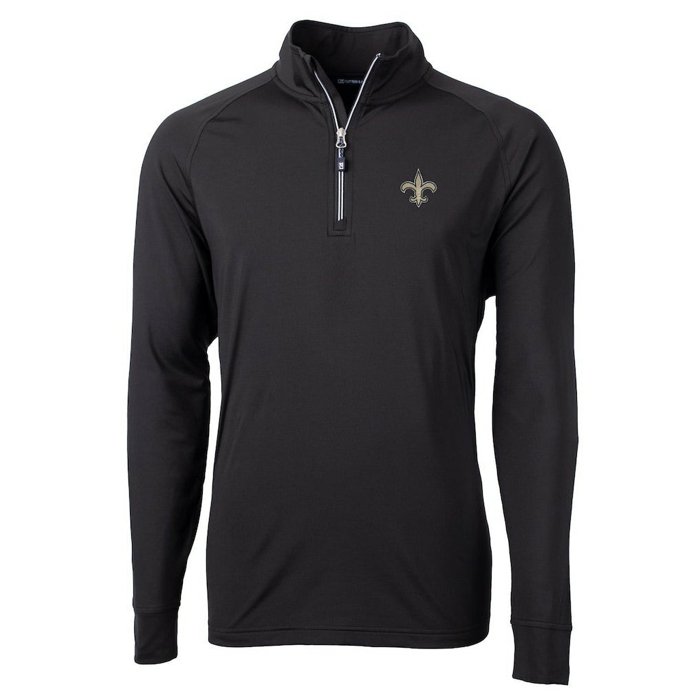 New Orleans Saints Cutter & Buck Big & Tall Adapt Eco Knit Quarter-Zip Pullover Jacket Black | NFL