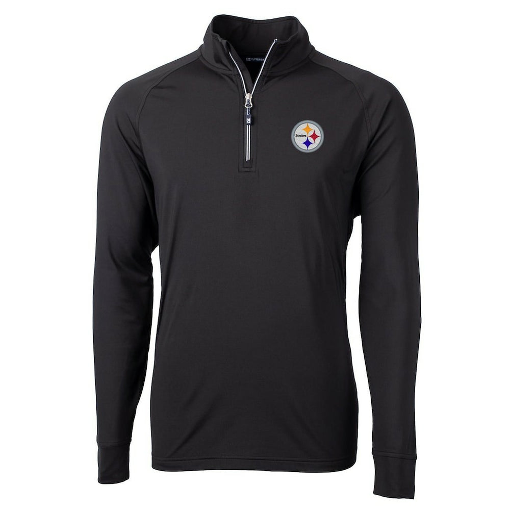 Pittsburgh Steelers Cutter & Buck Big & Tall Adapt Eco Knit Quarter-Zip Pullover Jacket Black | NFL