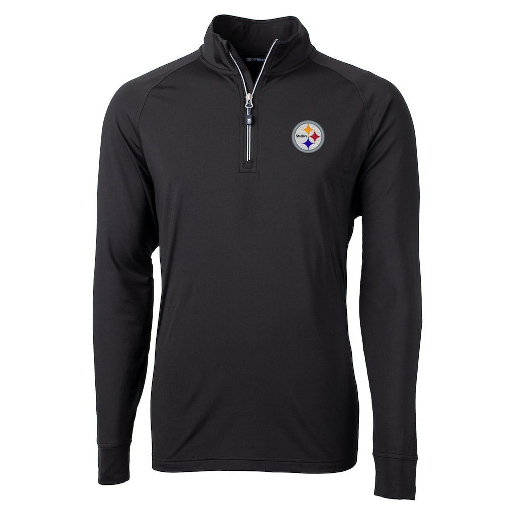 Pittsburgh Steelers Cutter & Buck Big & Tall Adapt Eco Knit Quarter-Zip Pullover Jacket Black | NFL