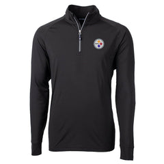Pittsburgh Steelers Cutter & Buck Big & Tall Adapt Eco Knit Quarter-Zip Pullover Jacket Black | NFL