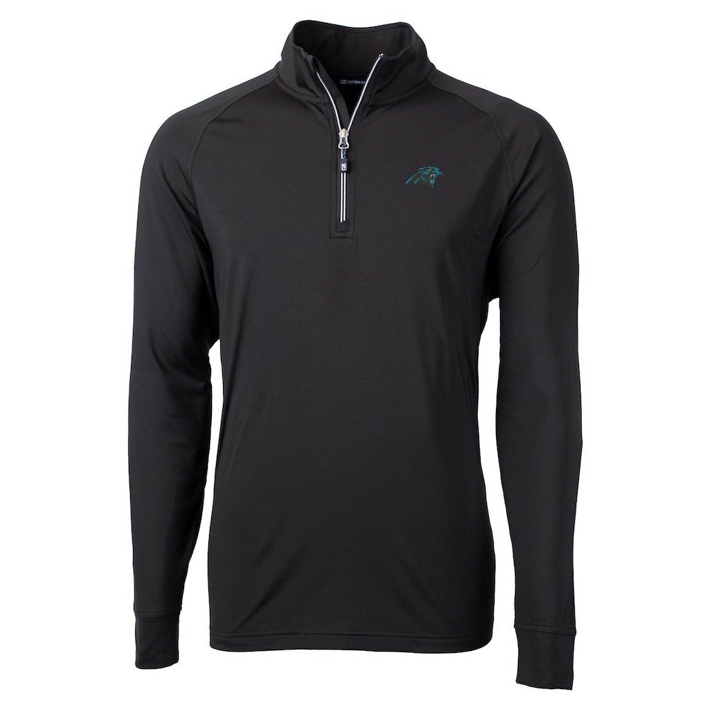Carolina Panthers Cutter & Buck Big & Tall Adapt Eco Knit Quarter-Zip Pullover Jacket Black | NFL