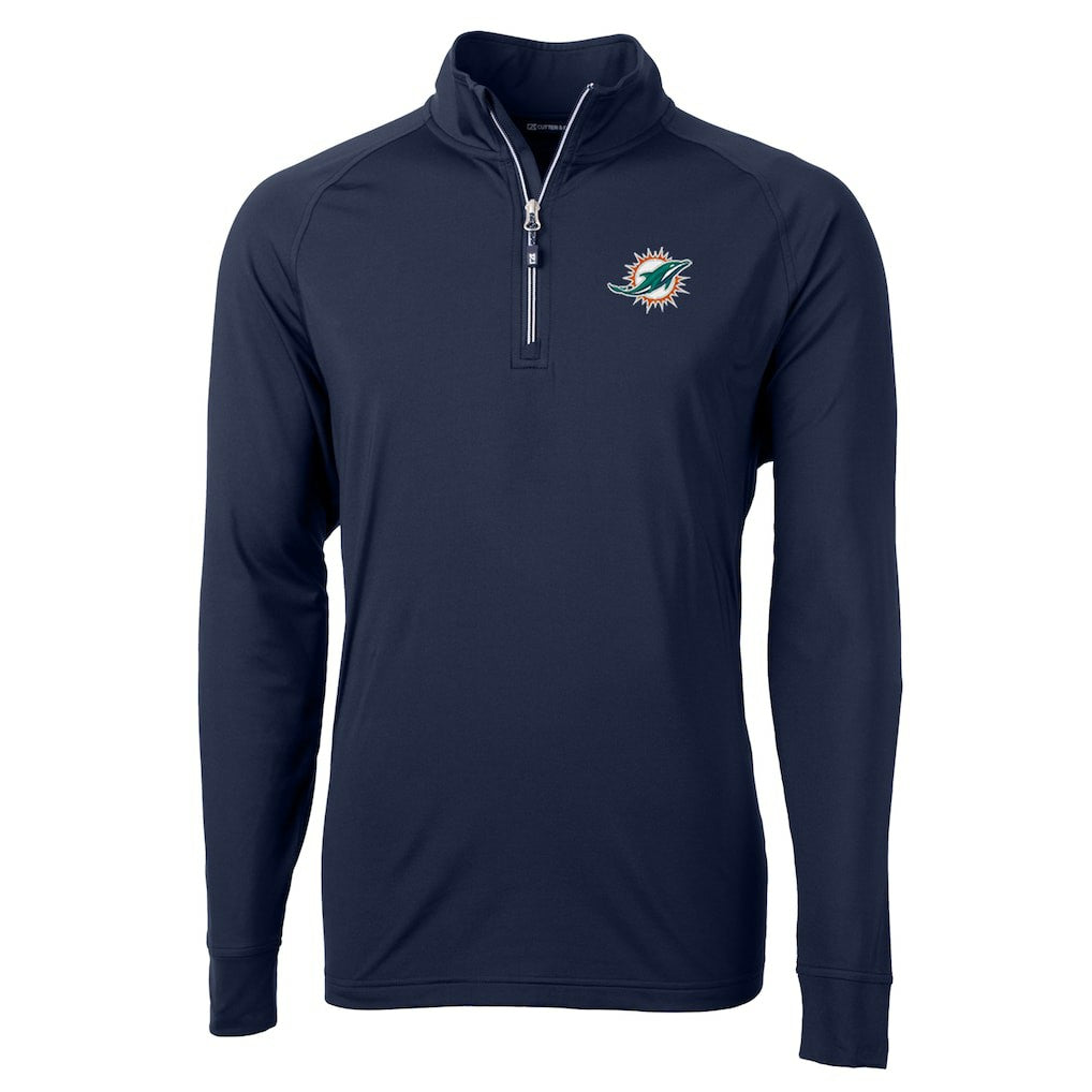 Miami Dolphins Cutter & Buck Big & Tall Adapt Eco Knit Quarter-Zip Pullover Jacket Navy | NFL