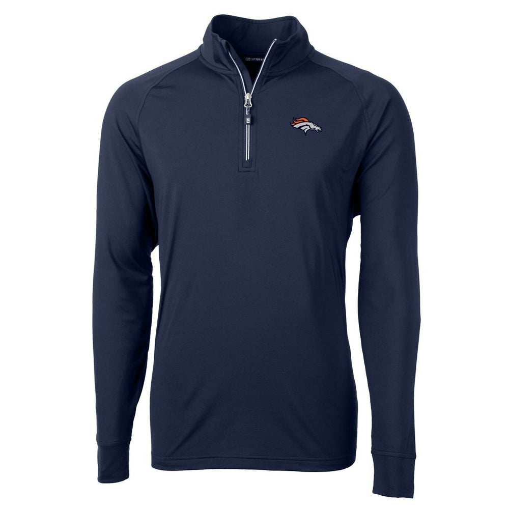 Denver Broncos Cutter & Buck Big & Tall Adapt Eco Knit Quarter-Zip Pullover Jacket Navy | NFL
