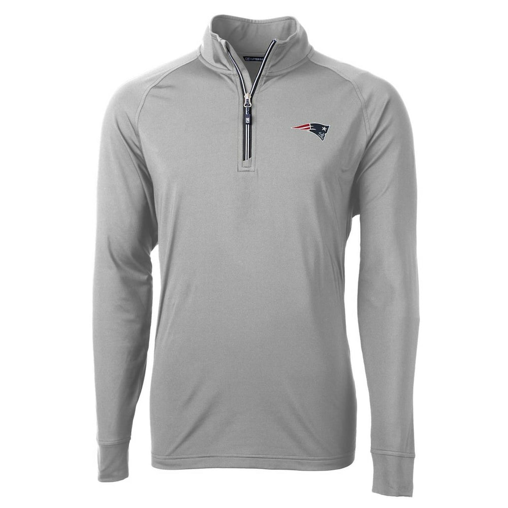 New England Patriots Cutter & Buck Big & Tall Adapt Eco Knit Quarter-Zip Pullover Jacket Gray | NFL