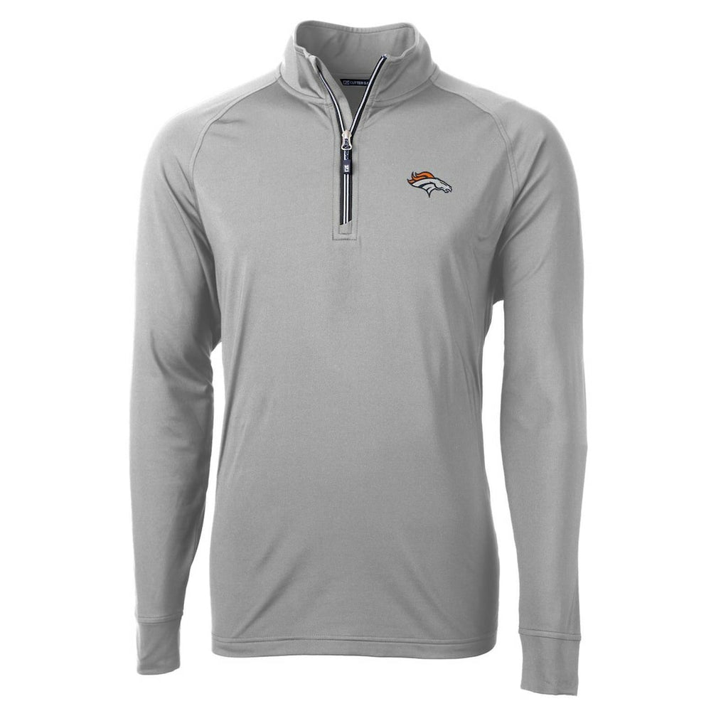 Denver Broncos Cutter & Buck Big & Tall Adapt Eco Knit Quarter-Zip Pullover Jacket Gray | NFL
