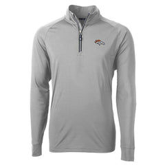Denver Broncos Cutter & Buck Big & Tall Adapt Eco Knit Quarter-Zip Pullover Jacket Gray | NFL