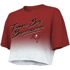 Tom Brady Tampa Bay Buccaneers Majestic Threads Women's Drip-Dye Player Name & Number Tri-Blend Crop T-Shirt Red/White | NFL