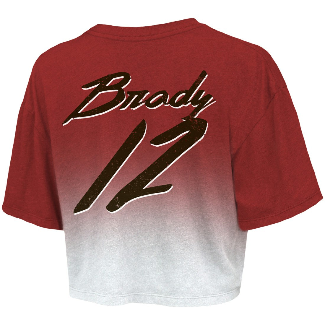 Tom Brady Tampa Bay Buccaneers Majestic Threads Women's Drip-Dye Player Name & Number Tri-Blend Crop T-Shirt Red/White | NFL