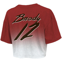 Tom Brady Tampa Bay Buccaneers Majestic Threads Women's Drip-Dye Player Name & Number Tri-Blend Crop T-Shirt Red/White | NFL