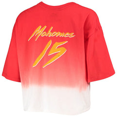 Patrick Mahomes Kansas City Chiefs Majestic Threads Women's Dip-Dye Player Name & Number Crop Top Red/White | NFL