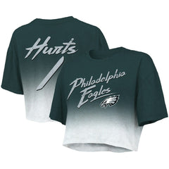 Jalen Hurts Philadelphia Eagles Majestic Threads Women's Dip-Dye Player Name & Number Crop Top Green/White | NFL