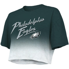 Jalen Hurts Philadelphia Eagles Majestic Threads Women's Dip-Dye Player Name & Number Crop Top Green/White | NFL