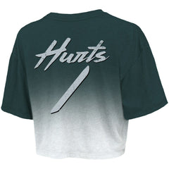 Jalen Hurts Philadelphia Eagles Majestic Threads Women's Dip-Dye Player Name & Number Crop Top Green/White | NFL