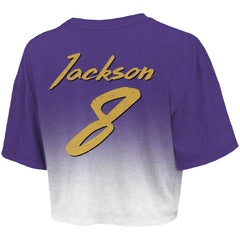 Lamar Jackson Baltimore Ravens Majestic Threads Women's Dip-Dye Player Name & Number Crop Top Purple/White | NFL