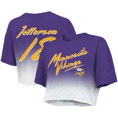Justin Jefferson Minnesota Vikings Majestic Threads Women's Dip-Dye Player Name & Number Crop Top Purple/White | NFL