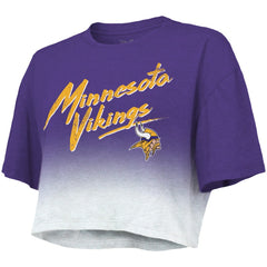 Justin Jefferson Minnesota Vikings Majestic Threads Women's Dip-Dye Player Name & Number Crop Top Purple/White | NFL