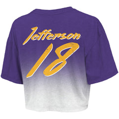 Justin Jefferson Minnesota Vikings Majestic Threads Women's Dip-Dye Player Name & Number Crop Top Purple/White | NFL