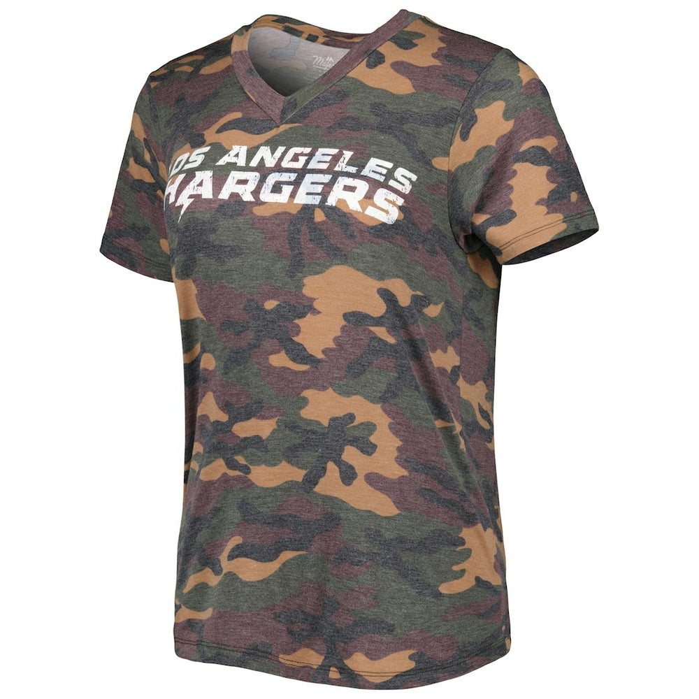 Justin Herbert Los Angeles Chargers Majestic Threads Women's Name & Number V-Neck Tri-Blend T-Shirt Camo | NFL