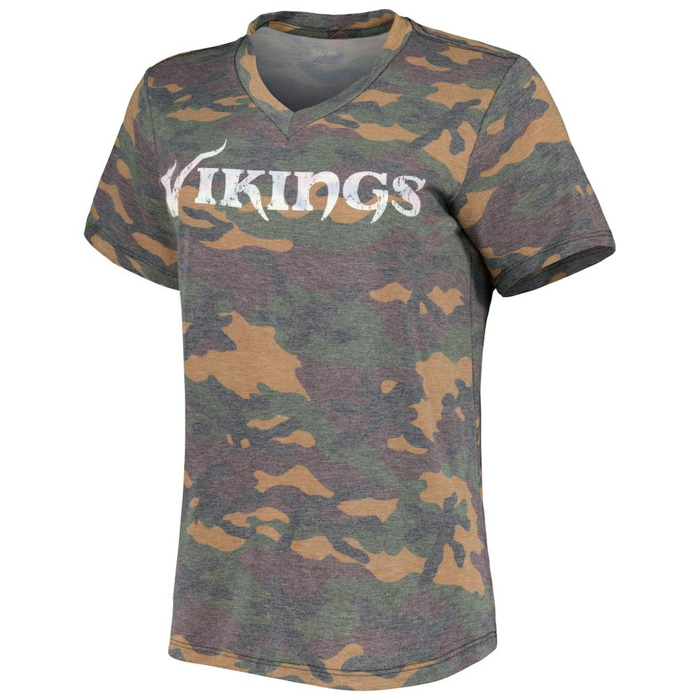 Justin Jefferson Minnesota Vikings Women's Name & Number Tri-Blend V-Neck T-Shirt Camo | NFL
