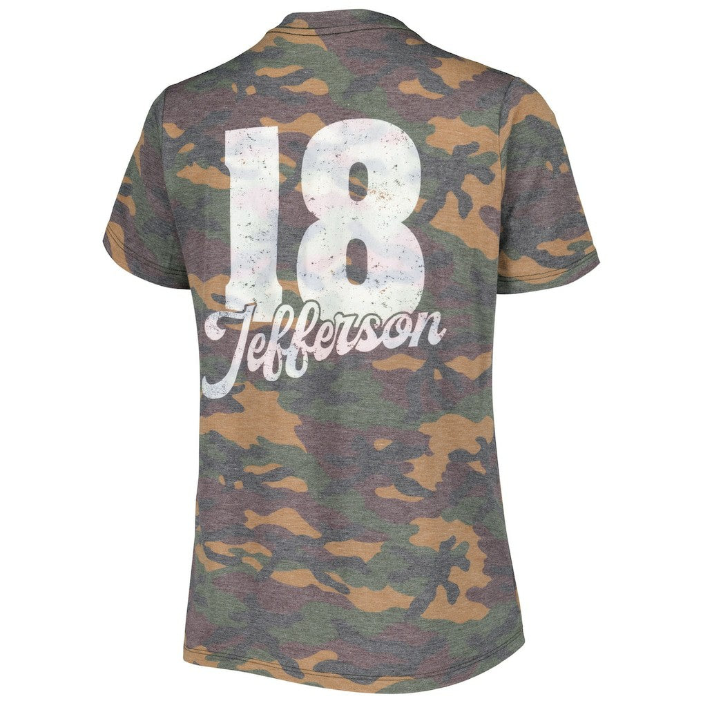 Justin Jefferson Minnesota Vikings Women's Name & Number Tri-Blend V-Neck T-Shirt Camo | NFL