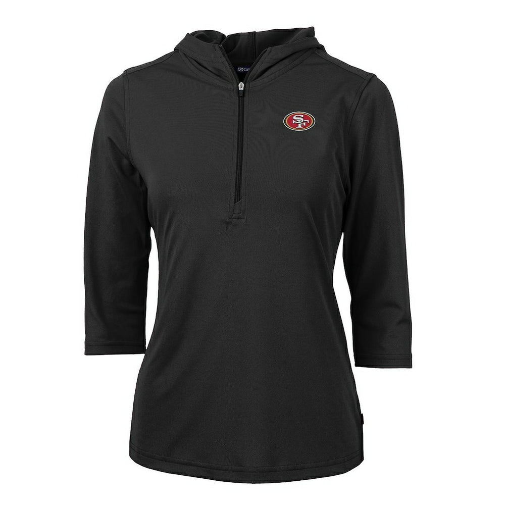 San Francisco 49ers Cutter & Buck Women's Virtue Eco Pique Half-Zip 3/4 Sleeve Pullover Hoodie Black | NFL